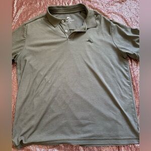 Tommy Bahama Shirt Adult L Teal Green Stripe Supima Cotton Marlin Logo Polo Mens